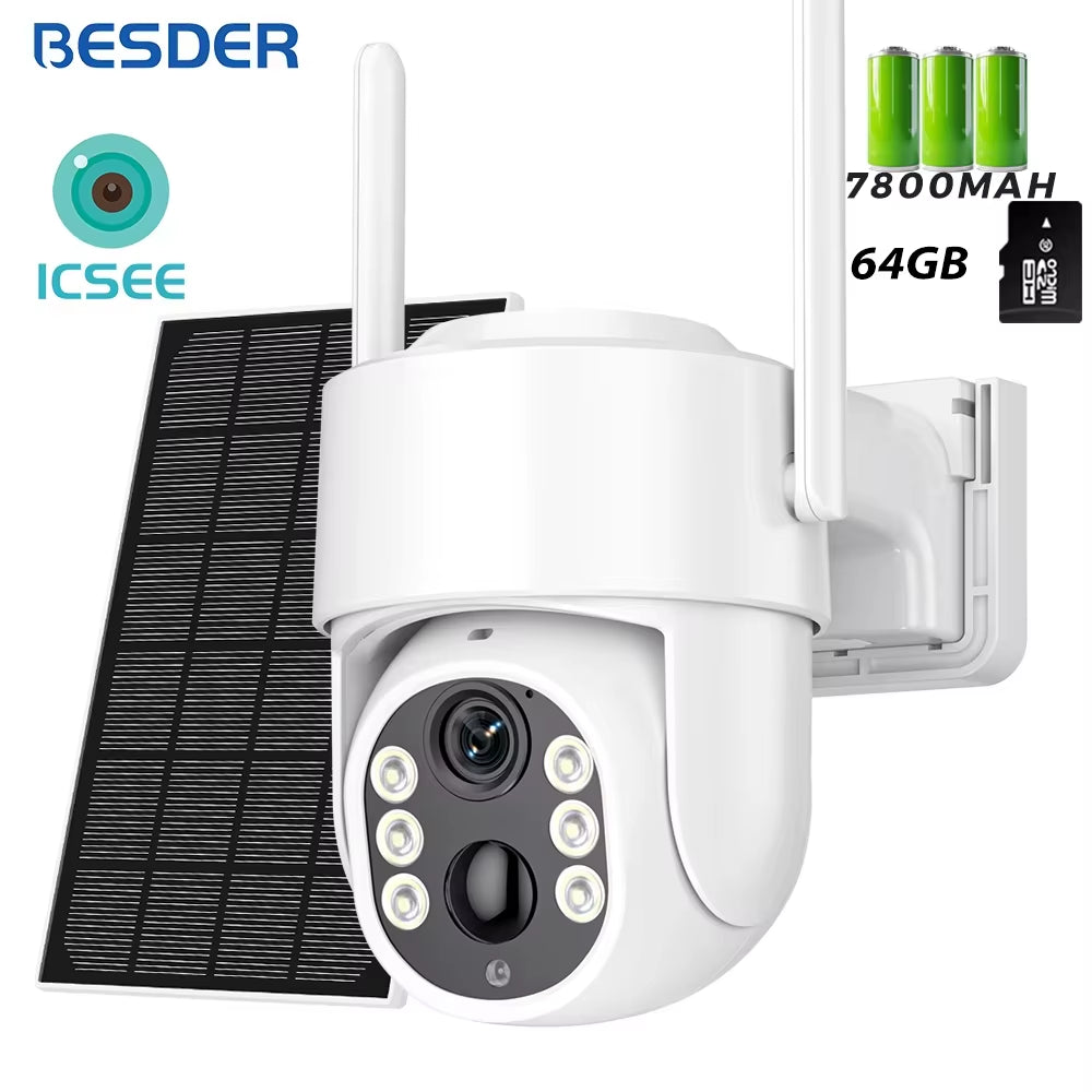 8MP Wifi Solar Camera Outdoor Dual Screens Built-In Battery Solar Panel Wireless CCTV Video Surveillance Camera Icsee