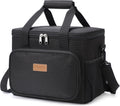 Lunch Bag 15L 24 Can Insulated Lunch Box Soft Cooler Cooling Tote for Adult Men Women, Black
