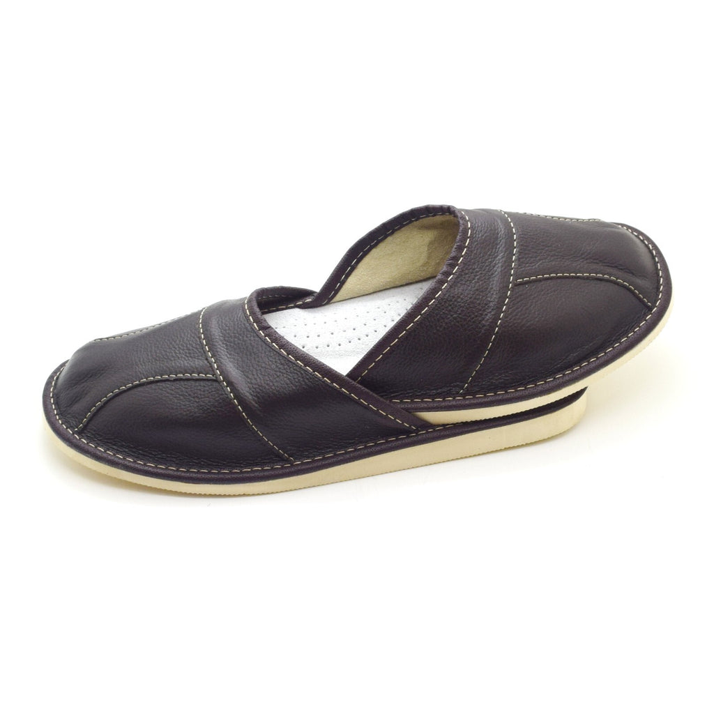 Mens Leather Slippers Mules Dark Brown Size 6 7 8 9 10 11 12 Flip Flop Sandals