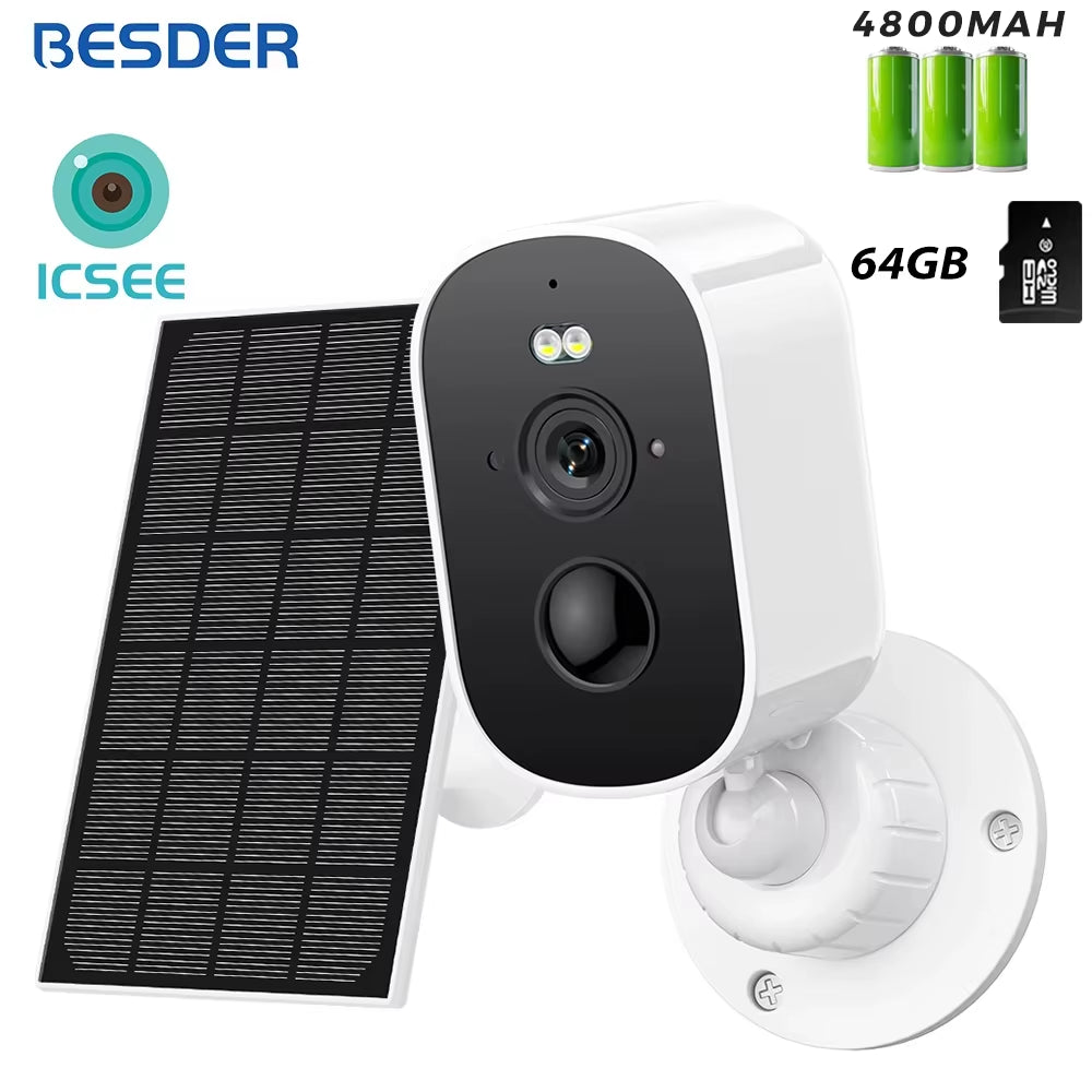 8MP Wifi Solar Camera Outdoor Dual Screens Built-In Battery Solar Panel Wireless CCTV Video Surveillance Camera Icsee