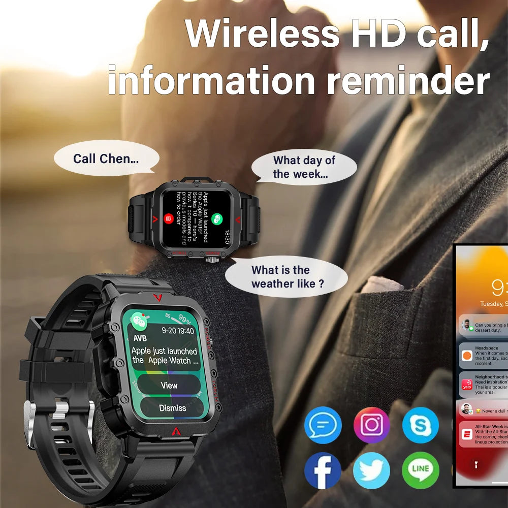Discover the Ultimate Outdoor Companion: New Men's Smart Watch with LED Flashlight and Health Monitoring Features