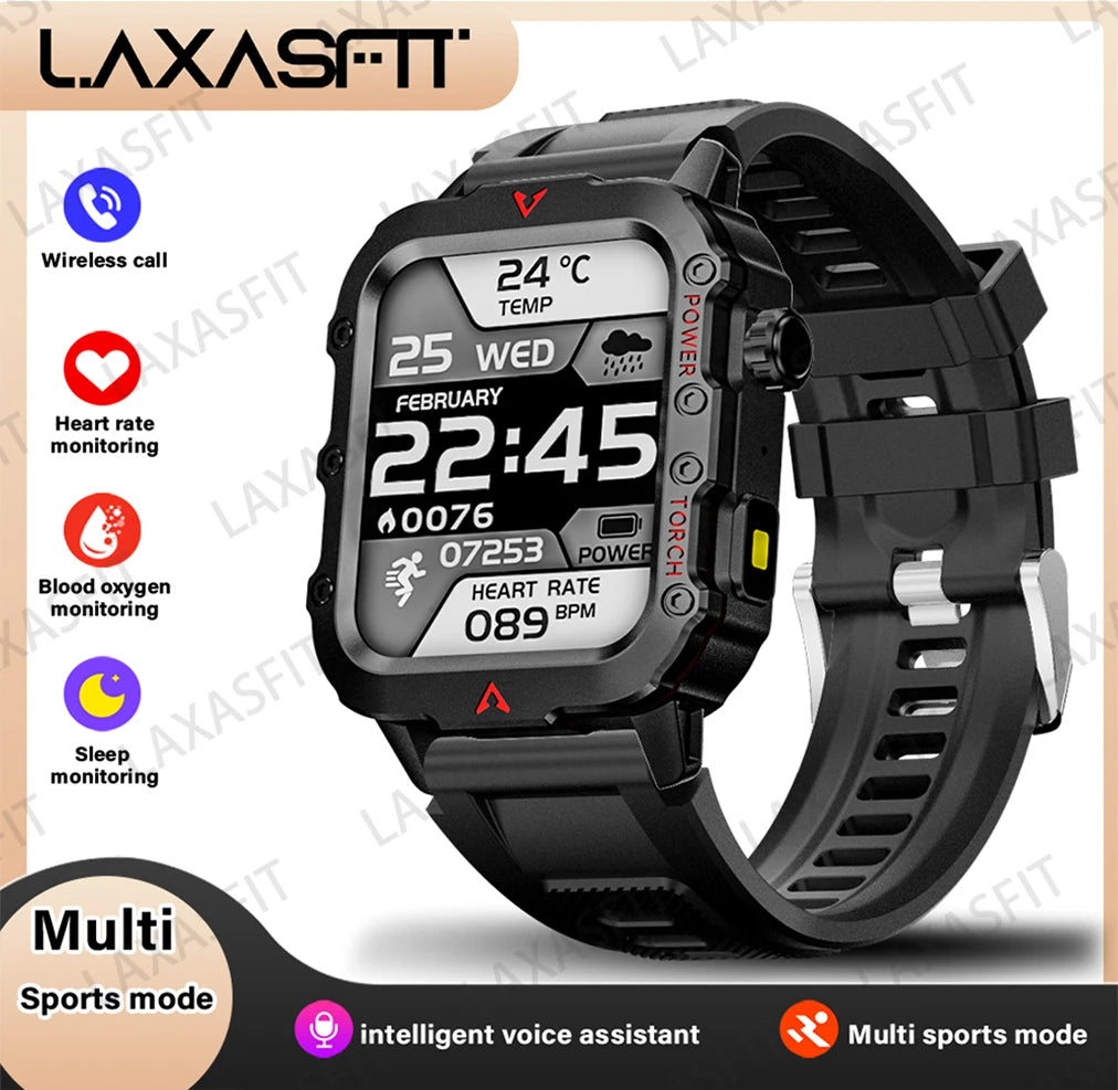 Discover the Ultimate Outdoor Companion: New Men's Smart Watch with LED Flashlight and Health Monitoring Features