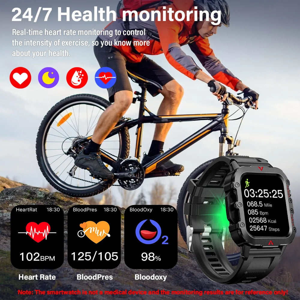 Discover the Ultimate Outdoor Companion: New Men's Smart Watch with LED Flashlight and Health Monitoring Features