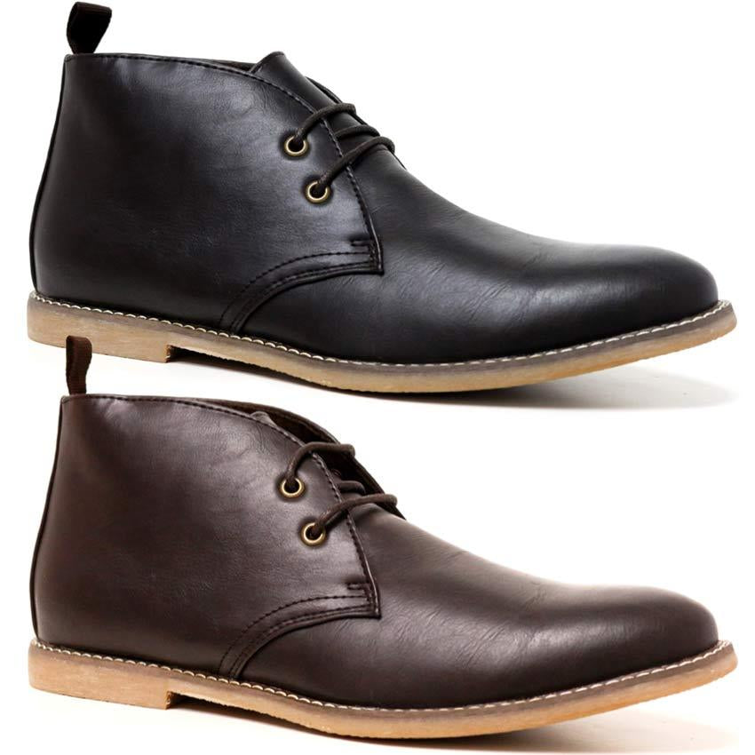 Mens Faux Leather Casual Walking Chukka Lace Desert Ankle Chelsea Boots Shoes