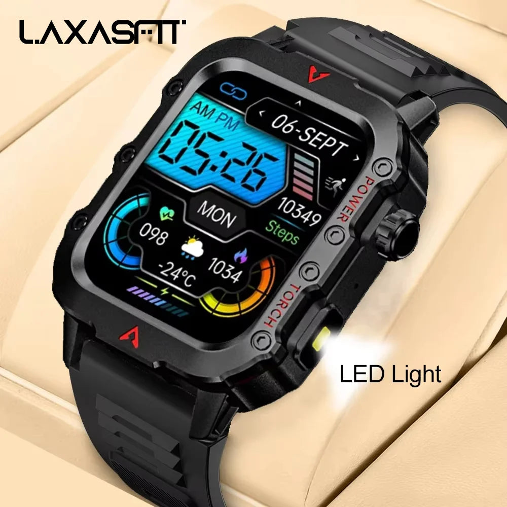 Discover the Ultimate Outdoor Companion: New Men's Smart Watch with LED Flashlight and Health Monitoring Features