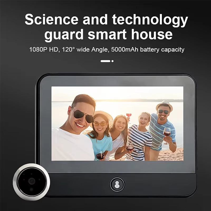 Tuya Wifi Wireless Doorbell HD Surveillance Camera PIR Motion Detection Night Vision 4.3 Inch Rechargeable Video Door Bell