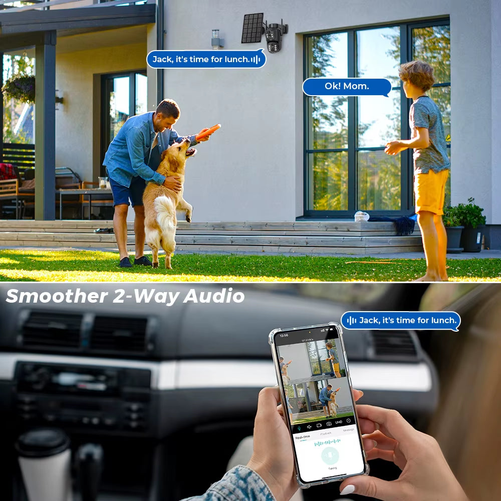 8MP Wifi Solar Camera Outdoor Dual Screens Built-In Battery Solar Panel Wireless CCTV Video Surveillance Camera Icsee
