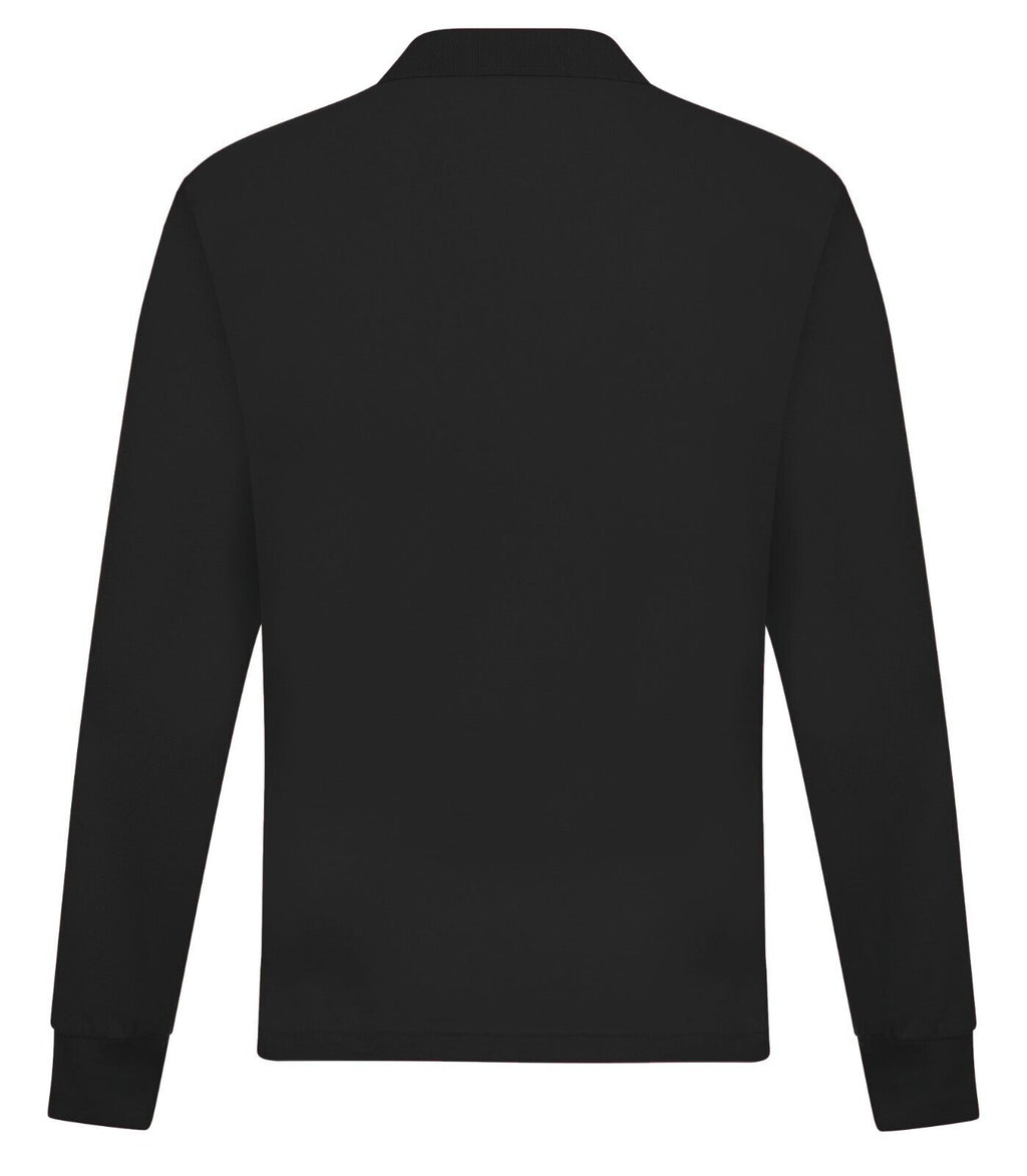 Mens Long Sleeve Polo Shirt Casual Top 2 Button Collared Pique Lightweight