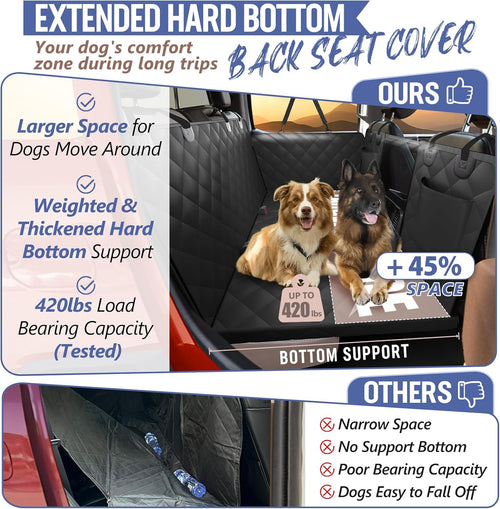 Back Seat Extender for Dogs - Large Space, Hard Bottom Holds 400Lbs, Sturdy Pet Seat Cover for Trucks, Waterproof Backseat Dog Hammock