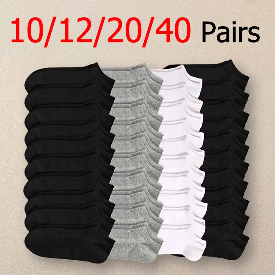 Elevate Your Comfort: 10/12/20/40 Pairs of Men's Stylish Boat Socks - Perfect for Business and Sport with Sweat Absorption
