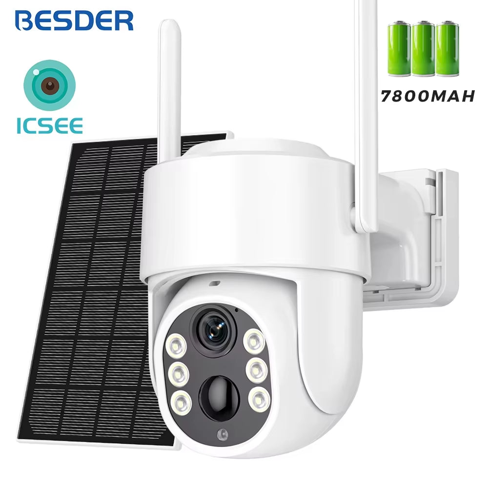 8MP Wifi Solar Camera Outdoor Dual Screens Built-In Battery Solar Panel Wireless CCTV Video Surveillance Camera Icsee