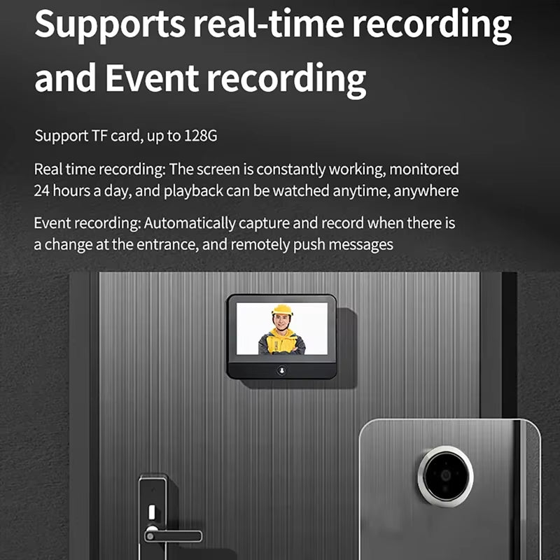 Tuya Wifi Wireless Doorbell HD Surveillance Camera PIR Motion Detection Night Vision 4.3 Inch Rechargeable Video Door Bell